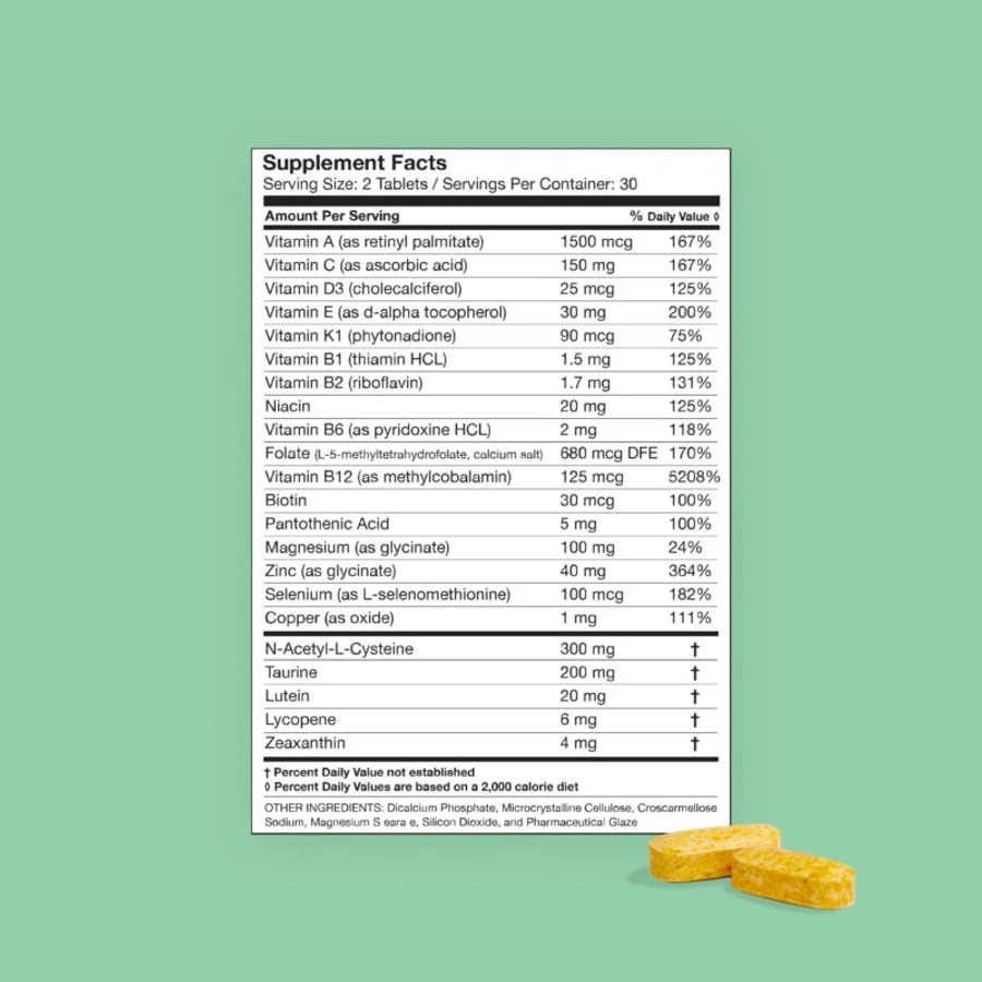 CorneaCare Eye Vitamins and Minerals Supplement Facts
