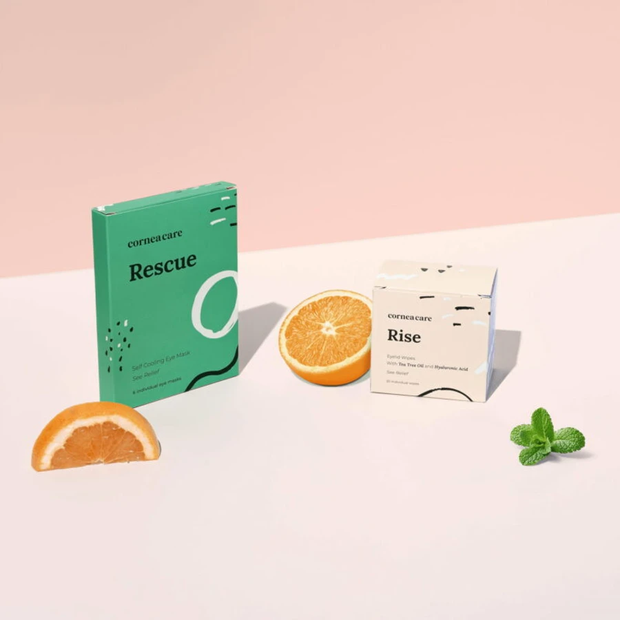 CorneaCare Eyelid Hygiene Starter eyelid wipes and hydrogel cold compresses